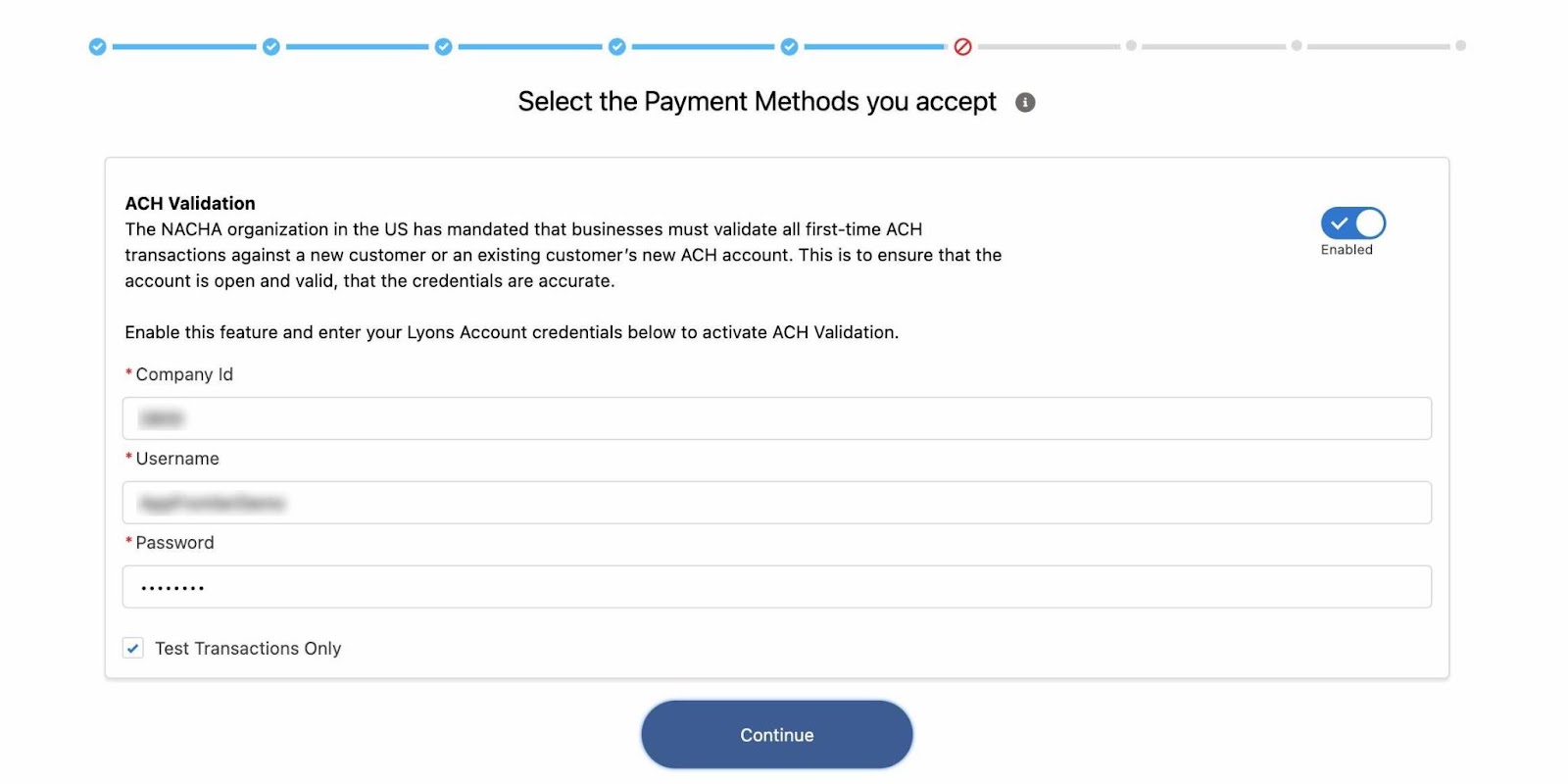 Select payment methods