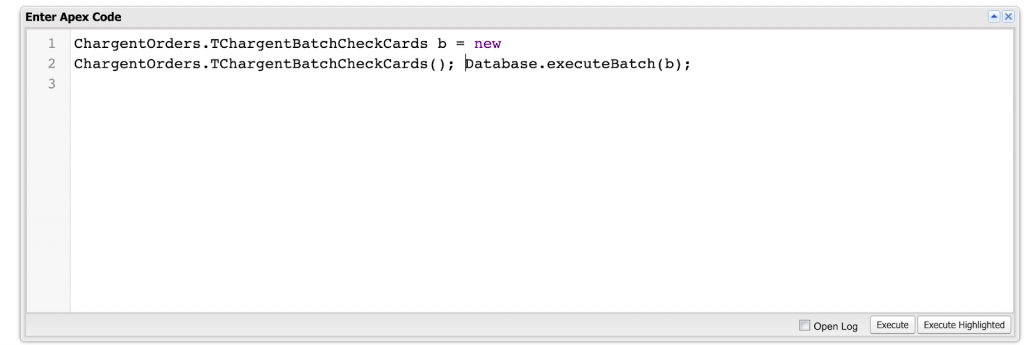 Running Chargent Recurring Payments batch through Apex Developer Console in Salesforce