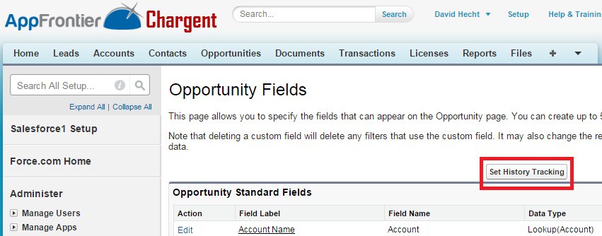 Salesforce Field Tracking History enablement