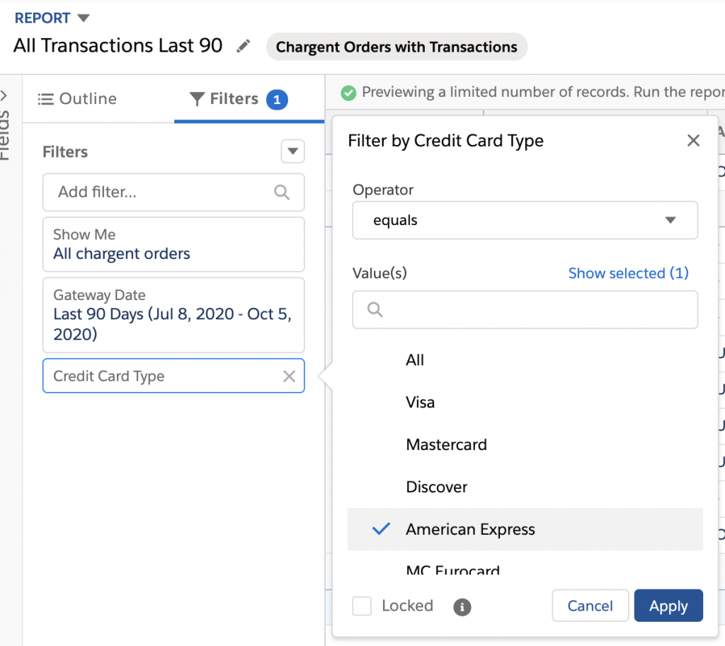 Customizing Chargent Reports in Salesforce