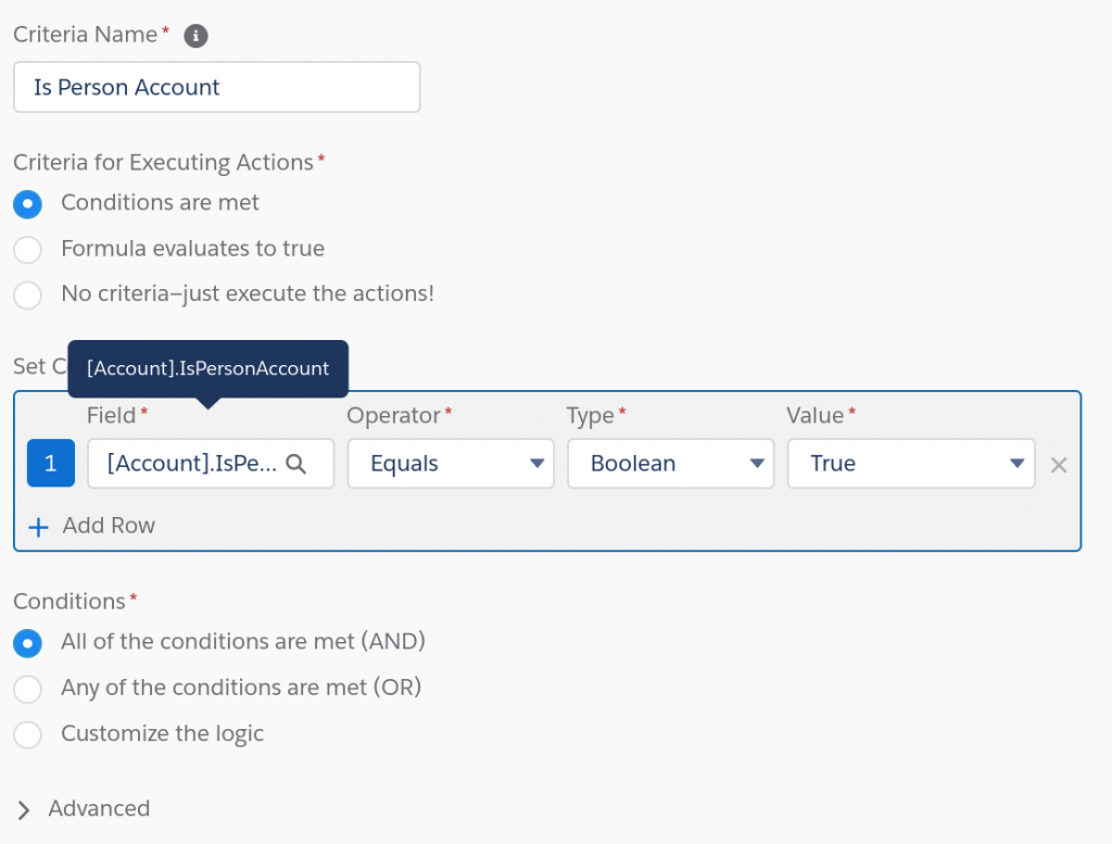 Process Builder Chargent Salesforce Conditions