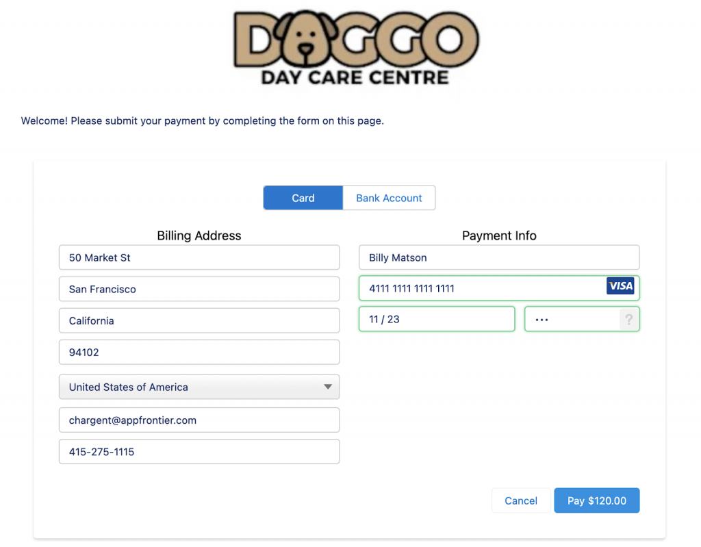 Payform Chargent Payment Request in Salesforce