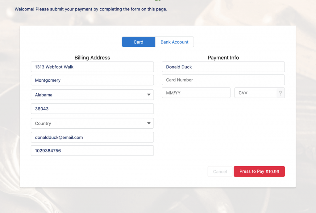 Preview Chargent Payment Request Page in Salesforce