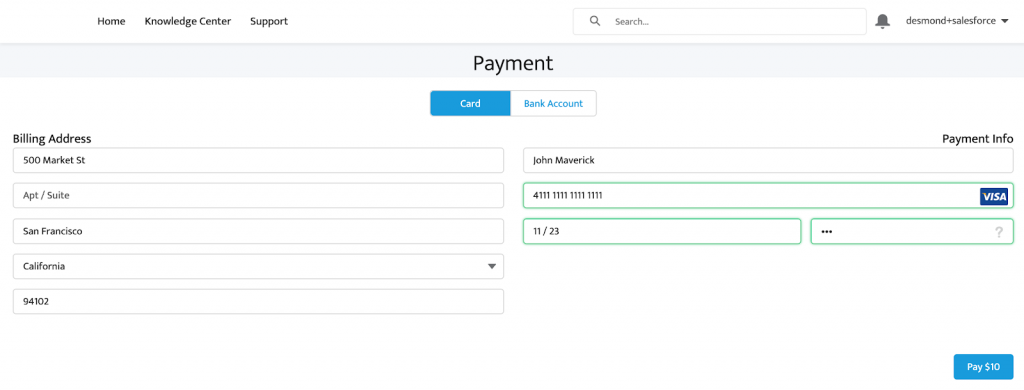Chargent Take Payments LWC Lightning Web Component for Salesforce Communities Digital Experience.