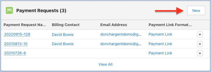 Screenshot of Payment Request: Click [New] button