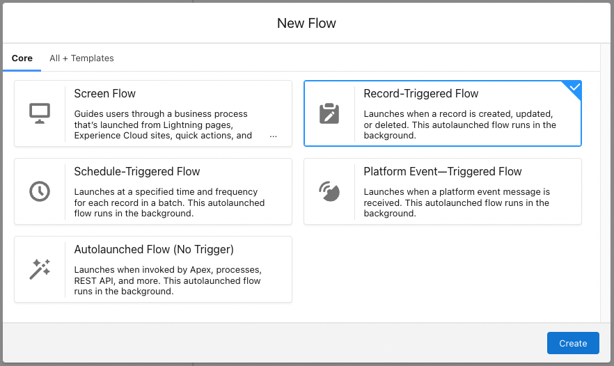 Screenshot of Payment Request: Set New Flow to record-triggered Flow