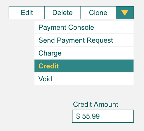 Credit Amount field and Credit action in Chargent